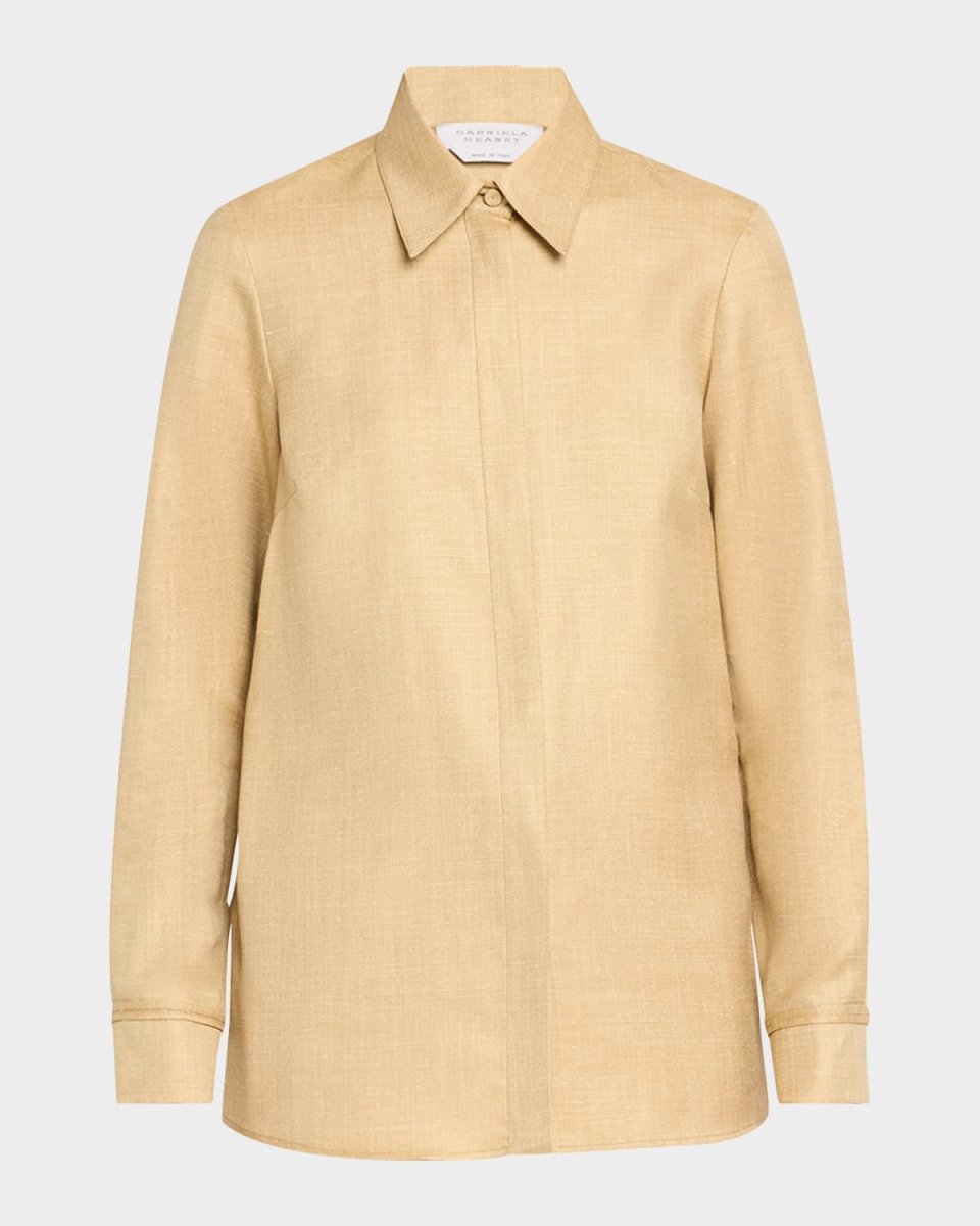 Cruz Wool and Linen Button-Front Shirt